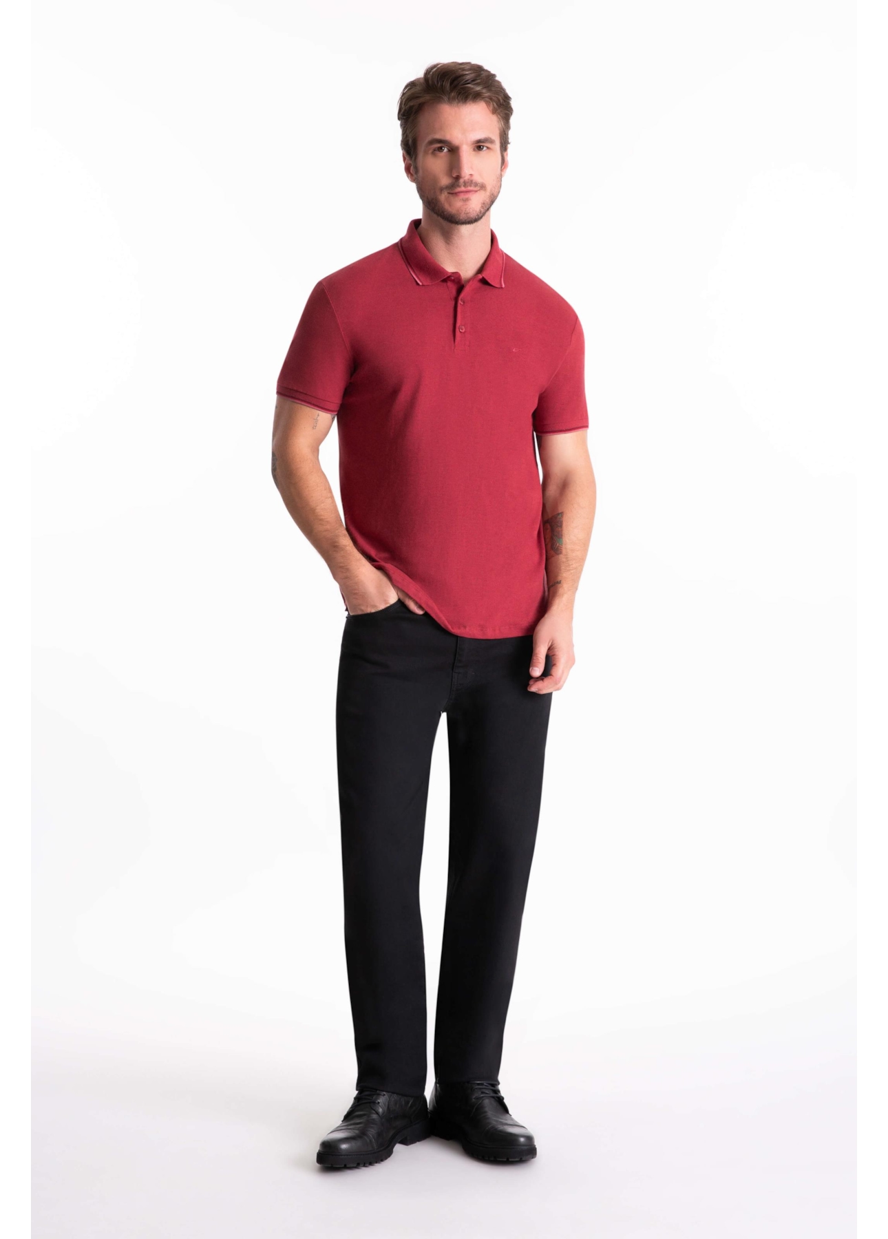 Polo Piquet Melange Easa Classic Vermelho