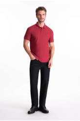 Polo Piquet Melange Easa Classic Vermelho