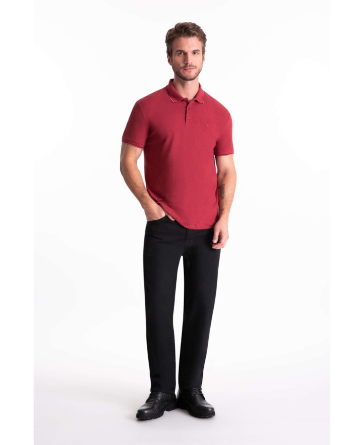 Polo Piquet Melange Easa Classic Vermelho