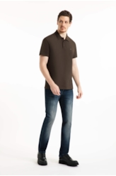 Polo Piquet Melange Easa Marrom
