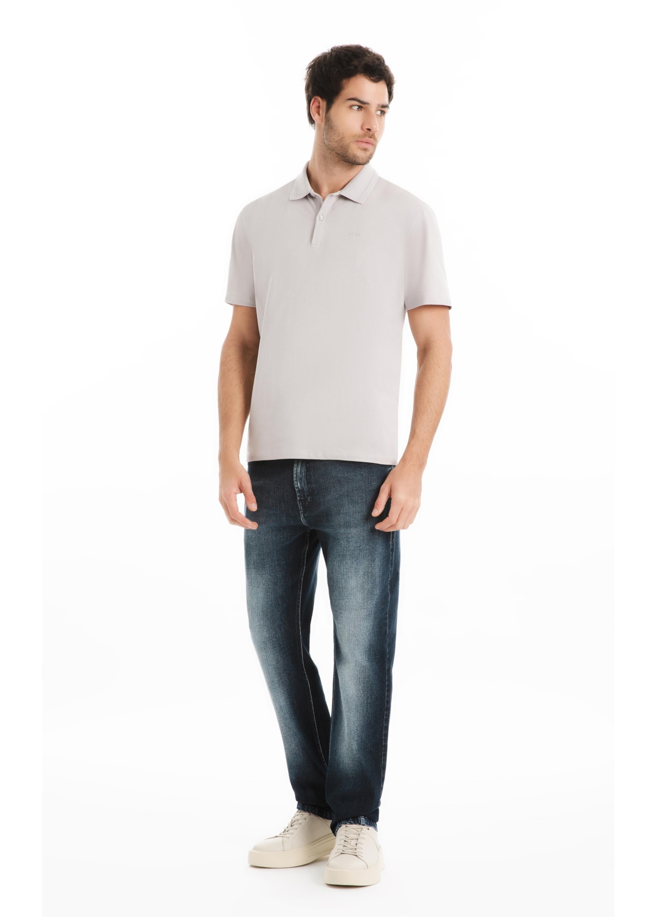 Polo Piquet Nervura Classic Azul Seco