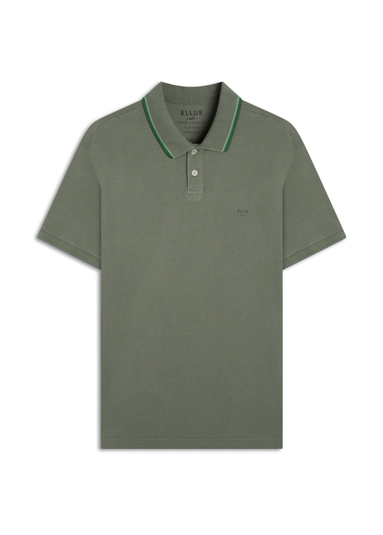 Polo Piquet Washed Ellus Frisos Classic Verde Army