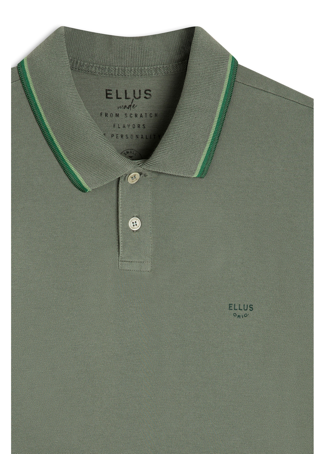 Polo Piquet Washed Ellus Frisos Classic Verde Army