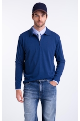 Polo Piquet Zipper Easa Ml Dark Navy