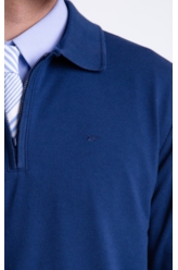 Polo Piquet Zipper Easa Ml Dark Navy
