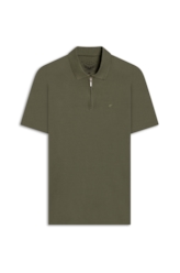 Polo Piquet Zipper Verde Army