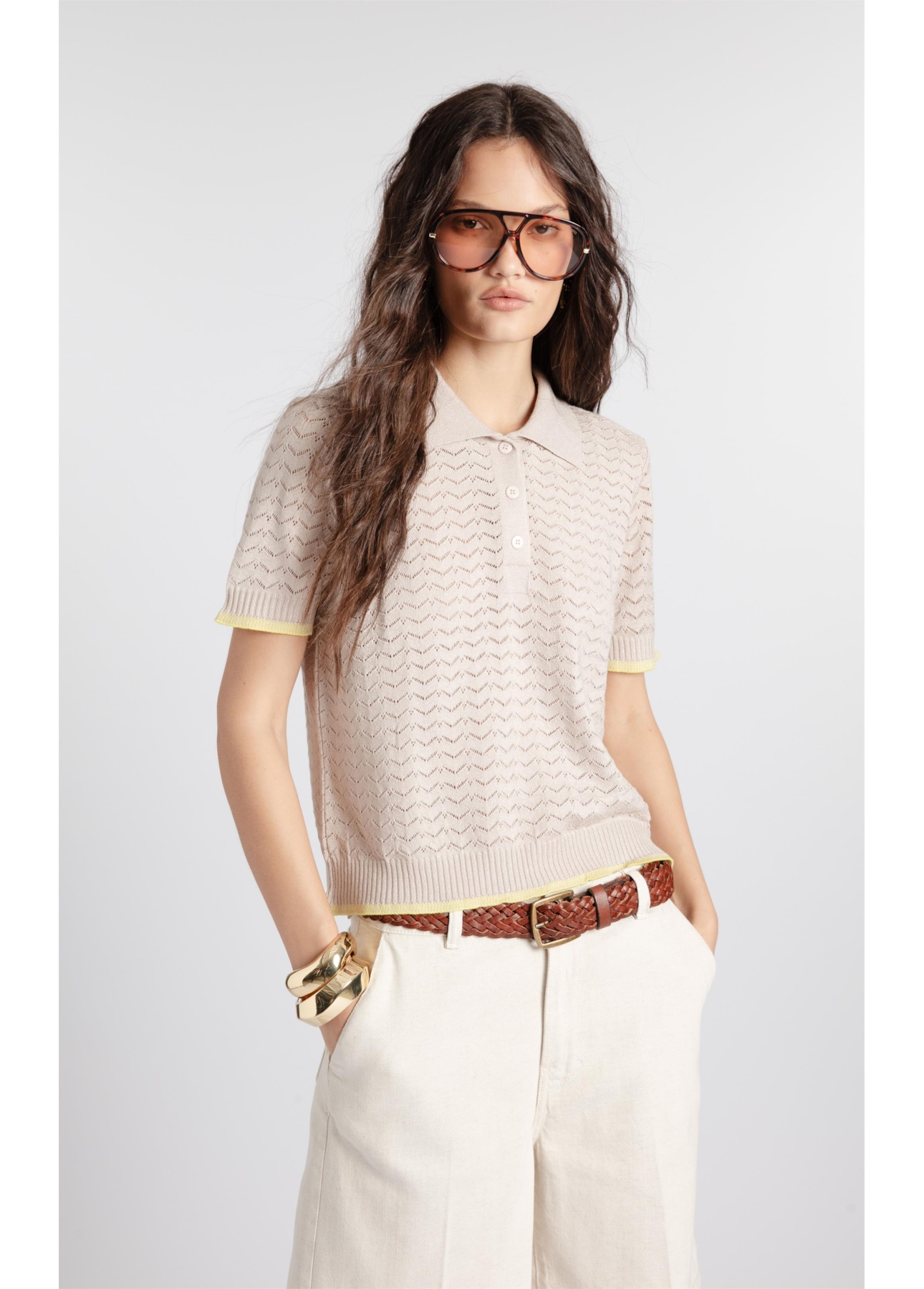 Polo Power Knit Piping Natural