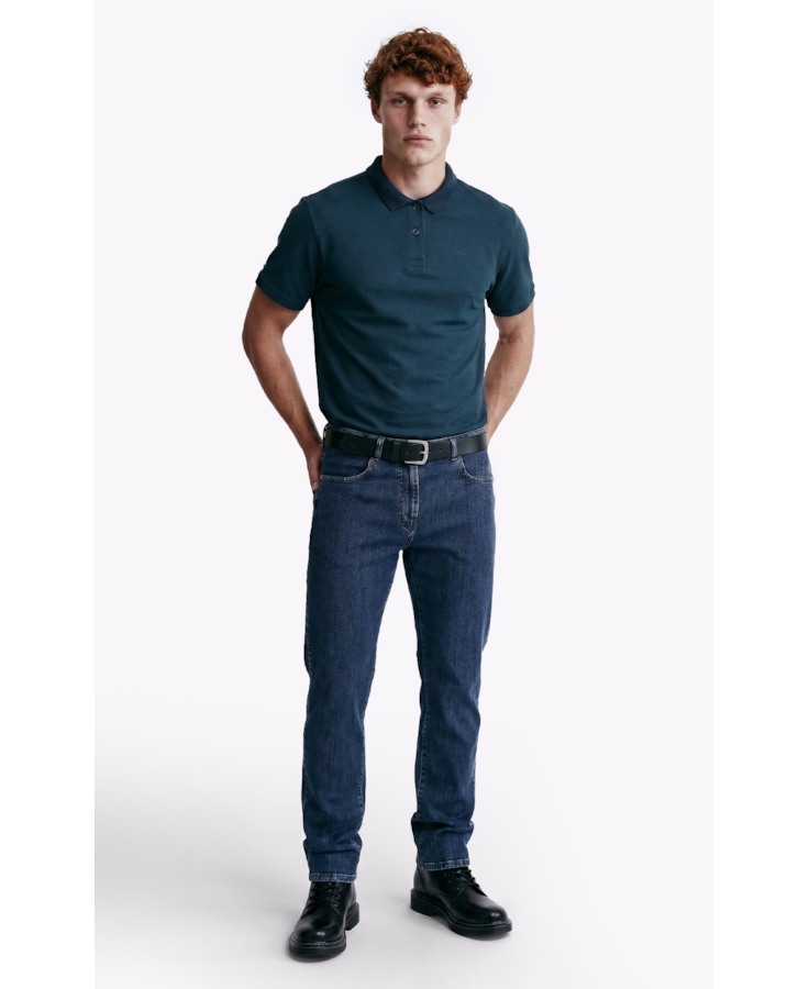Polo Rib Fine Ellus Classic Petroleo