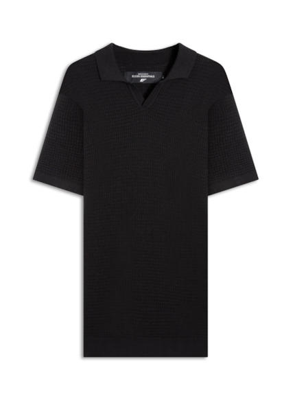 Polo Tricot Blend Waffle Preto