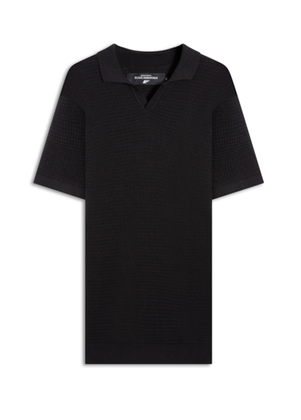 Polo Tricot Blend Waffle Preto