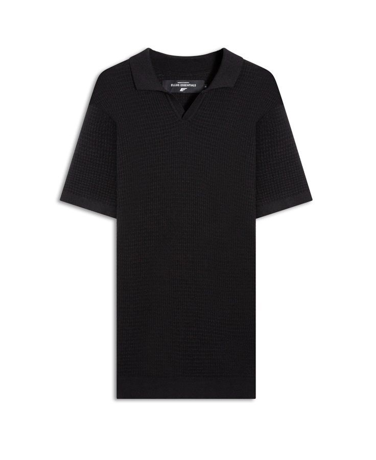 Polo Tricot Blend Waffle Preto