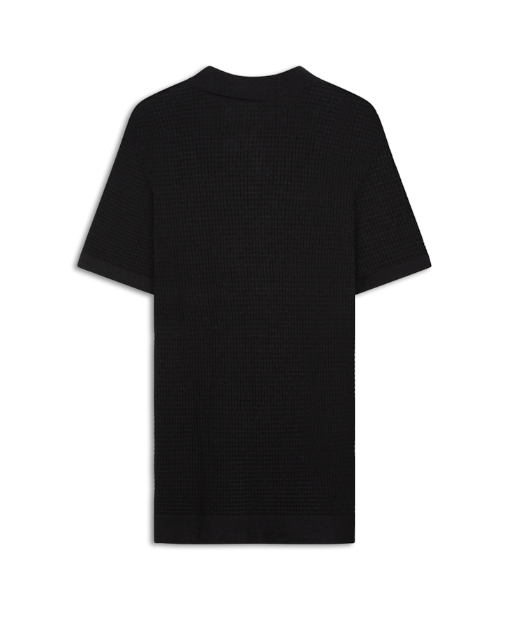 Polo Tricot Blend Waffle Preto