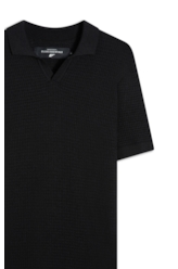 Polo Tricot Blend Waffle Preto