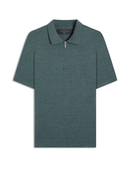 Polo Tricot Cotton Blend Zíper Bottle Mescla