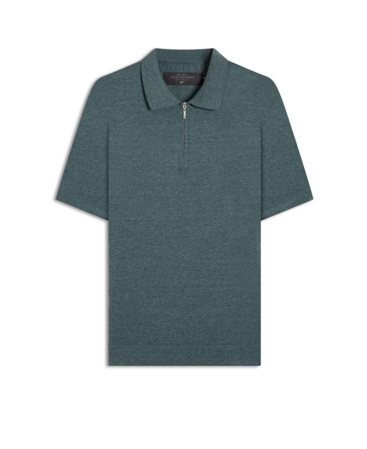 Polo Tricot Cotton Blend Zíper Bottle Mescla