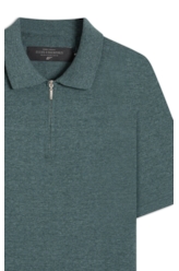 Polo Tricot Cotton Blend Zíper Bottle Mescla