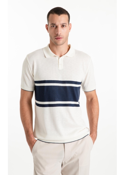 Polo Tricot Jersey Strip Off White