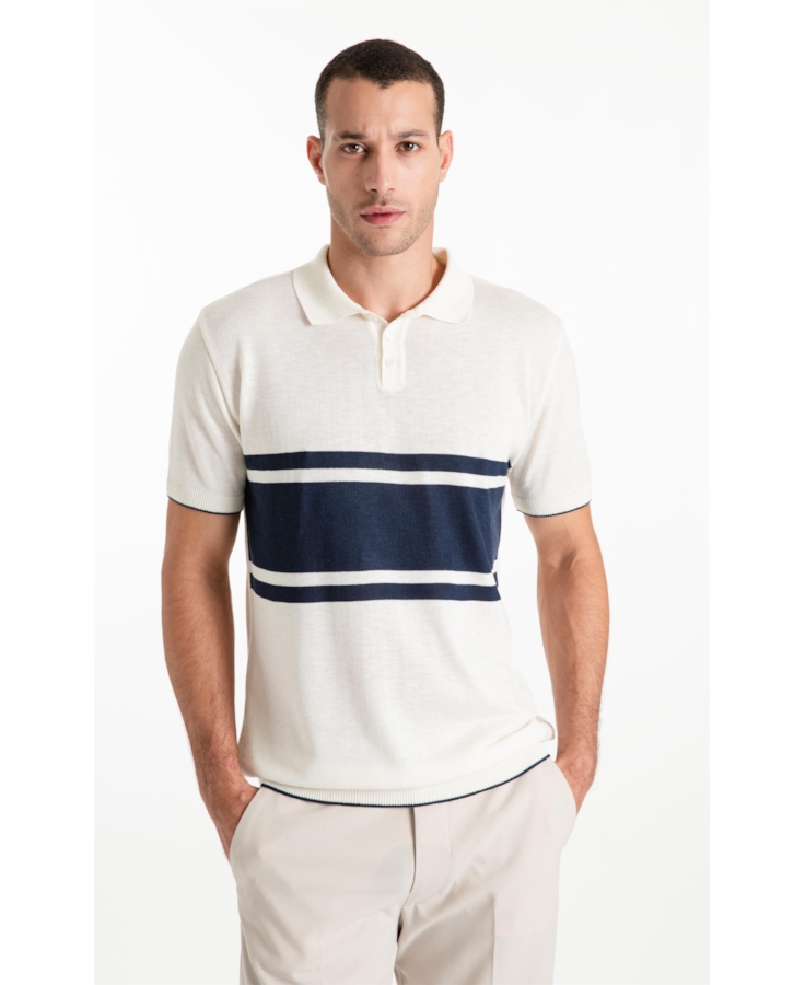Polo Tricot Jersey Strip Off White