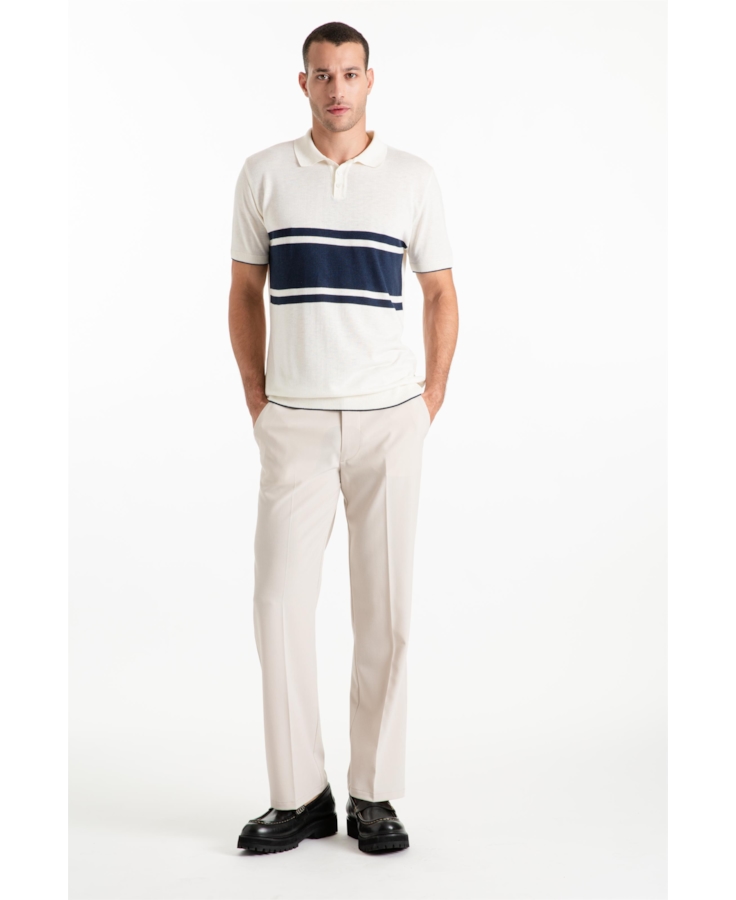 Polo Tricot Jersey Strip Off White