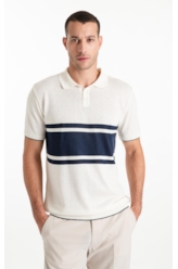 Polo Tricot Jersey Strip Off White