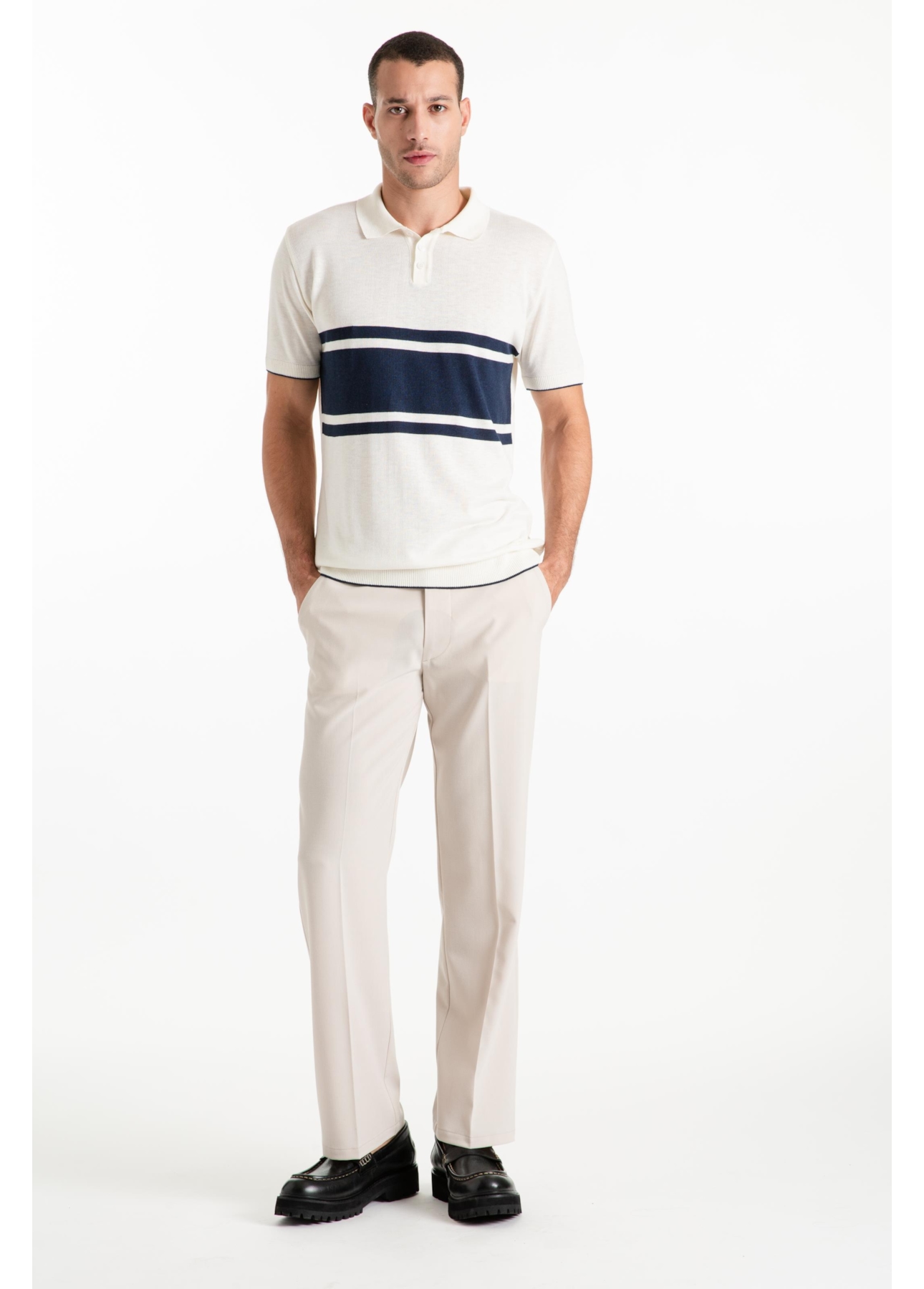Polo Tricot Jersey Strip Off White