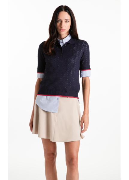 Polo Tricot Power Knit Piping Dark Navy