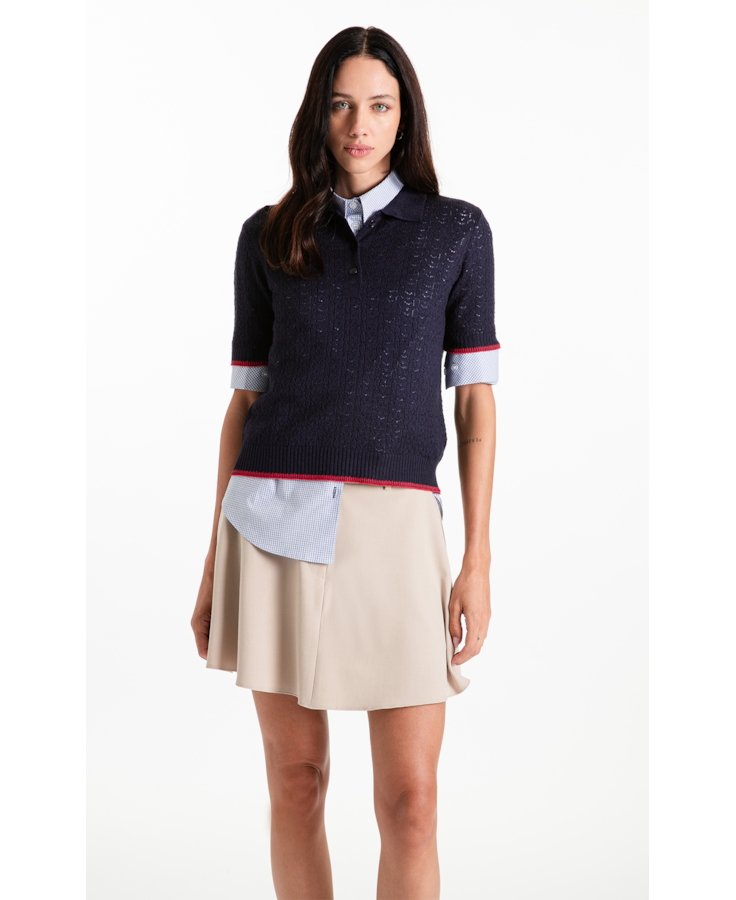Polo Tricot Power Knit Piping Dark Navy