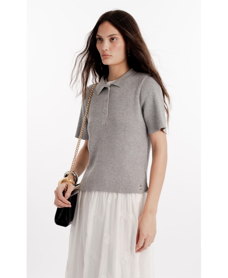 Polo Tricot Ribbed Knit Prata