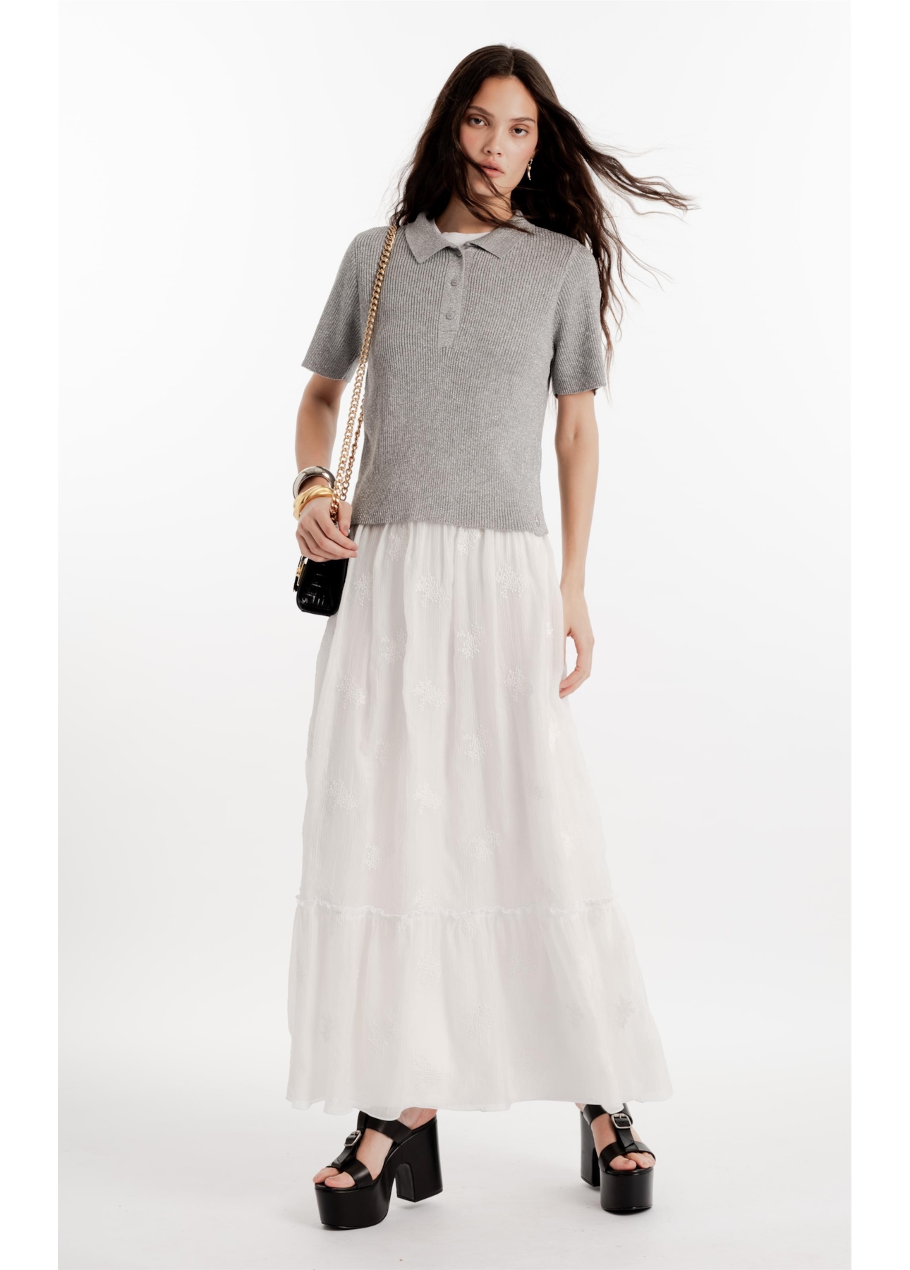 Polo Tricot Ribbed Knit Prata