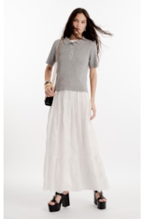 Polo Tricot Ribbed Knit Prata