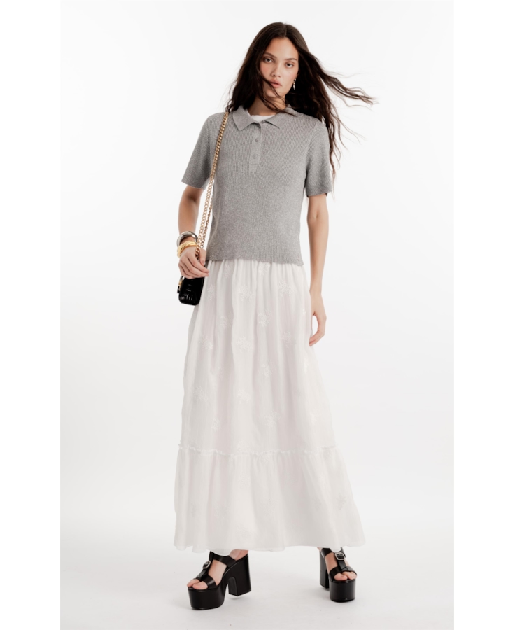 Polo Tricot Shine Prata