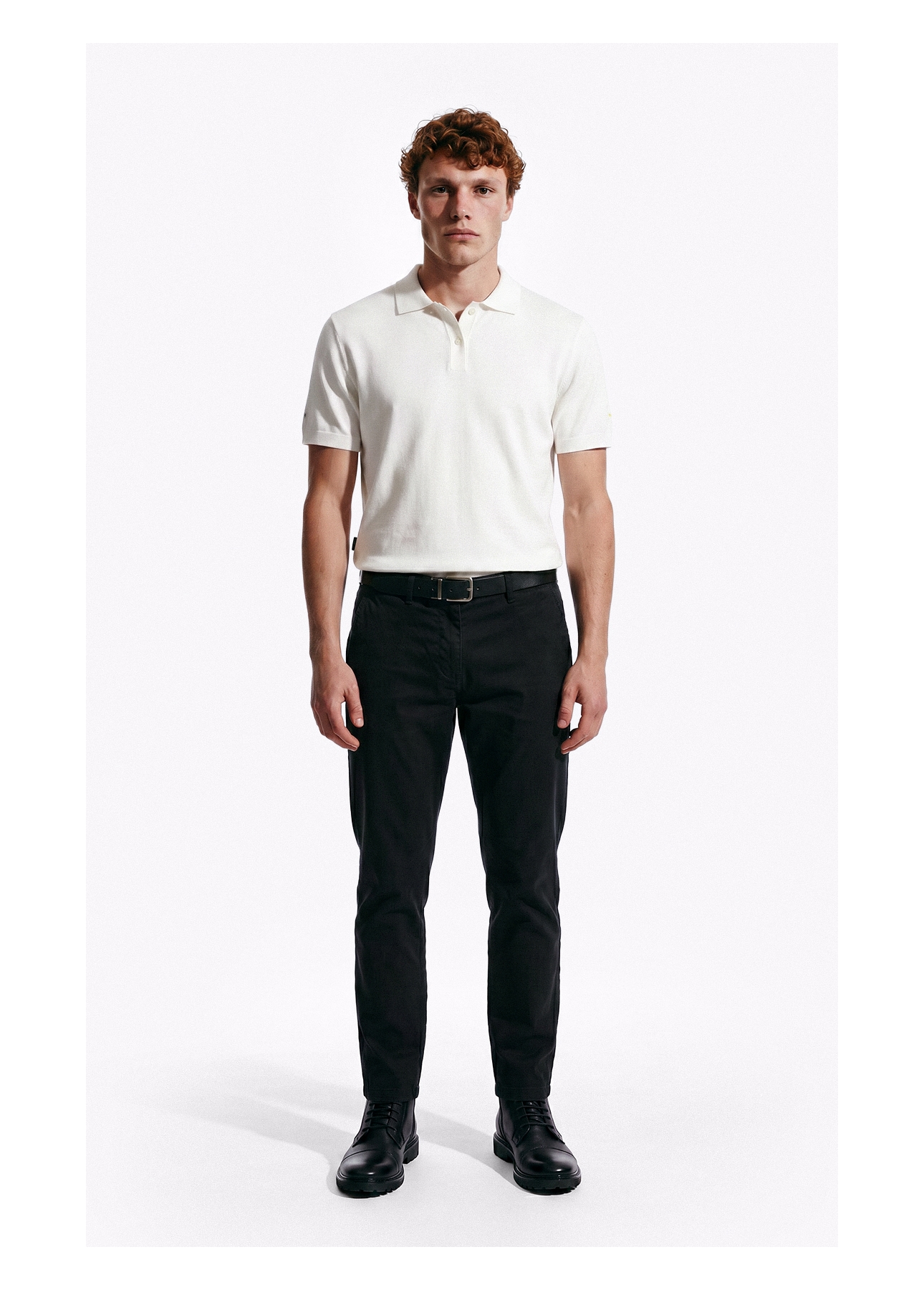 Polo Tricot Visco Blend Polo Button Jersey Mc Off White