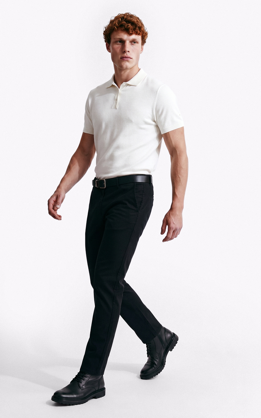 Polo Tricot Visco Blend Polo Button Jersey Mc Off White