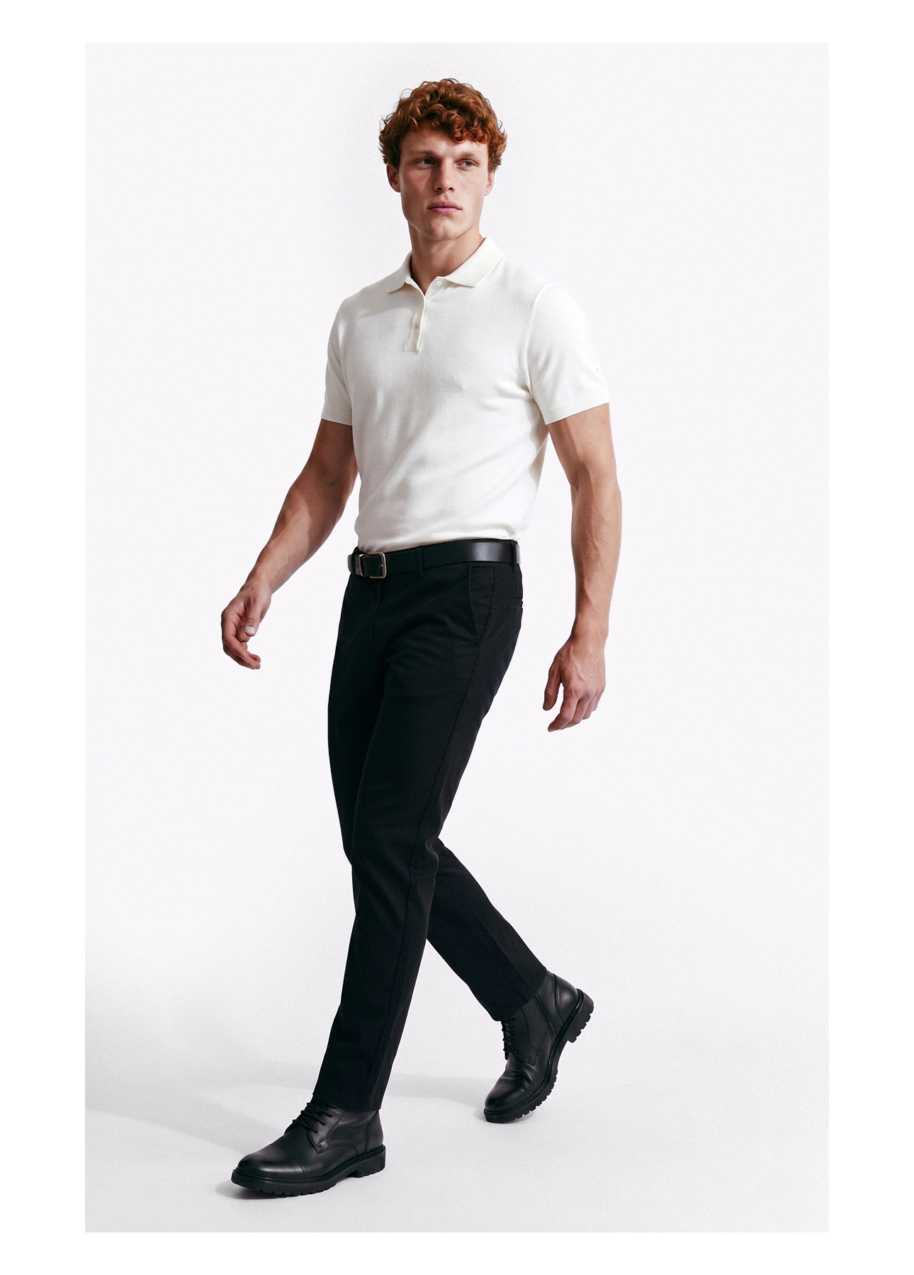 Polo Tricot Visco Blend Polo Button Jersey Mc Off White
