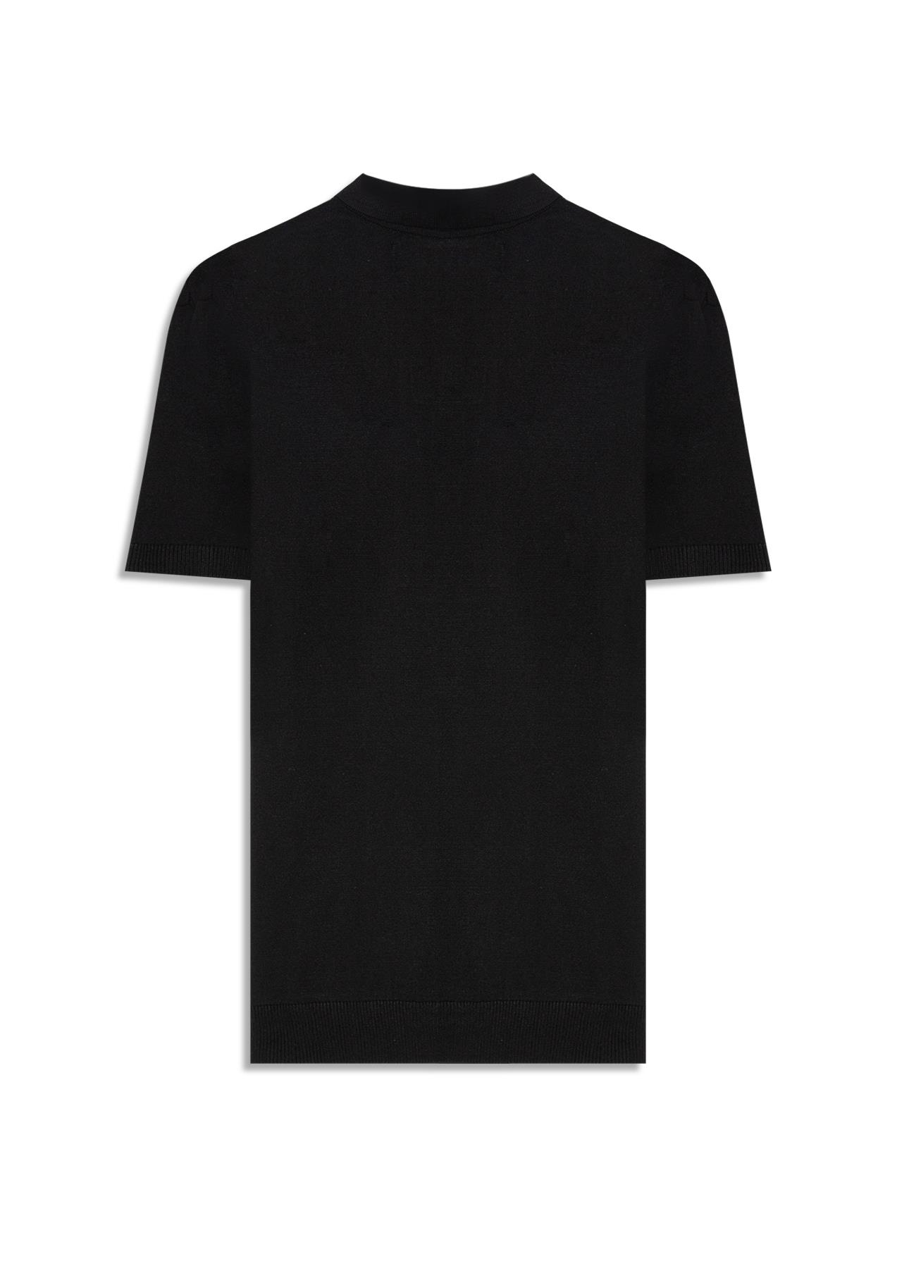 Polo Tricot Visco Blend Polo Button Jersey Mc Preto