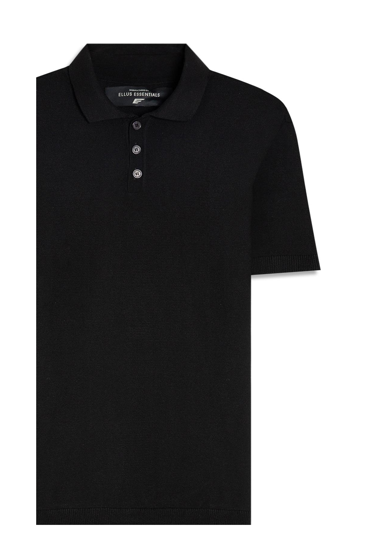 Polo Tricot Visco Blend Polo Button Jersey Mc Preto