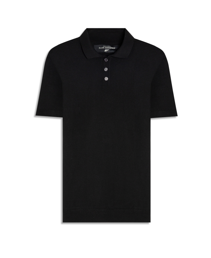 Polo Tricot Visco Blend Polo Button Jersey Mc Preto