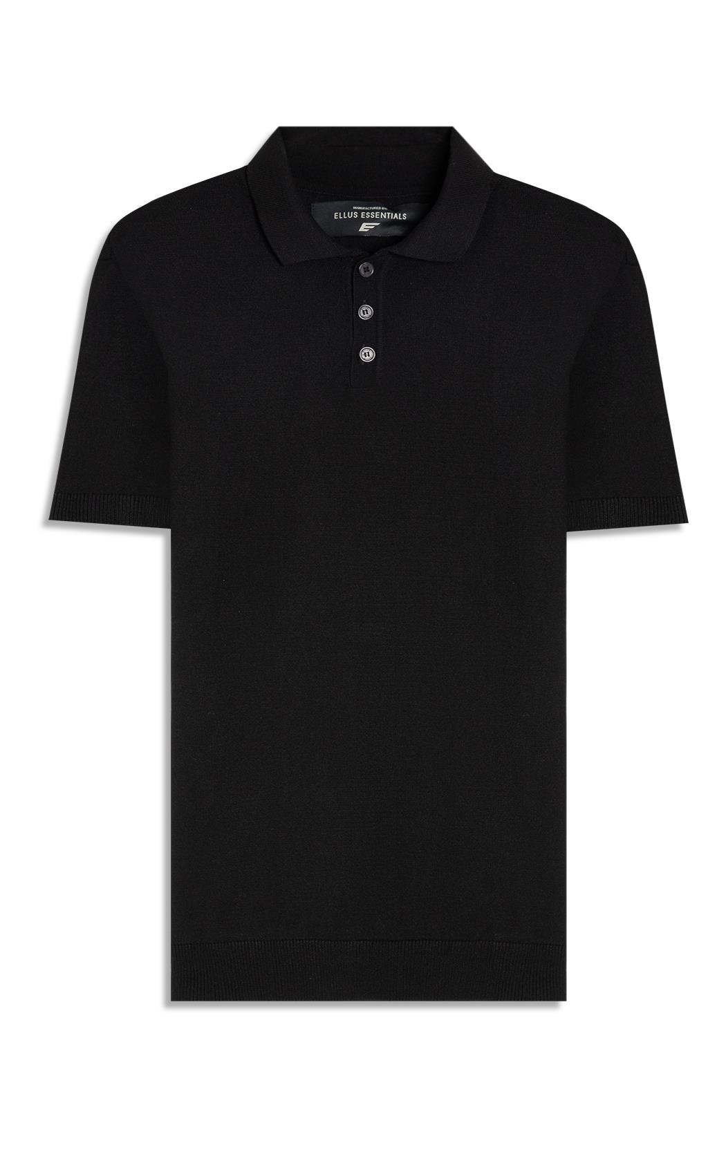 Polo Tricot Visco Blend Polo Button Jersey Mc Preto