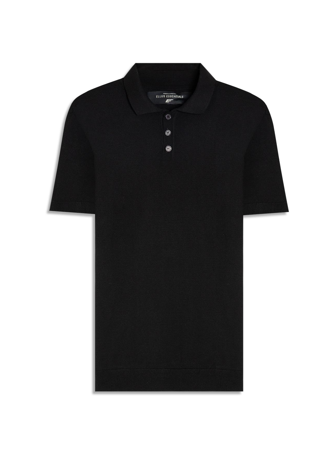 Polo Tricot Visco Blend Polo Button Jersey Mc Preto