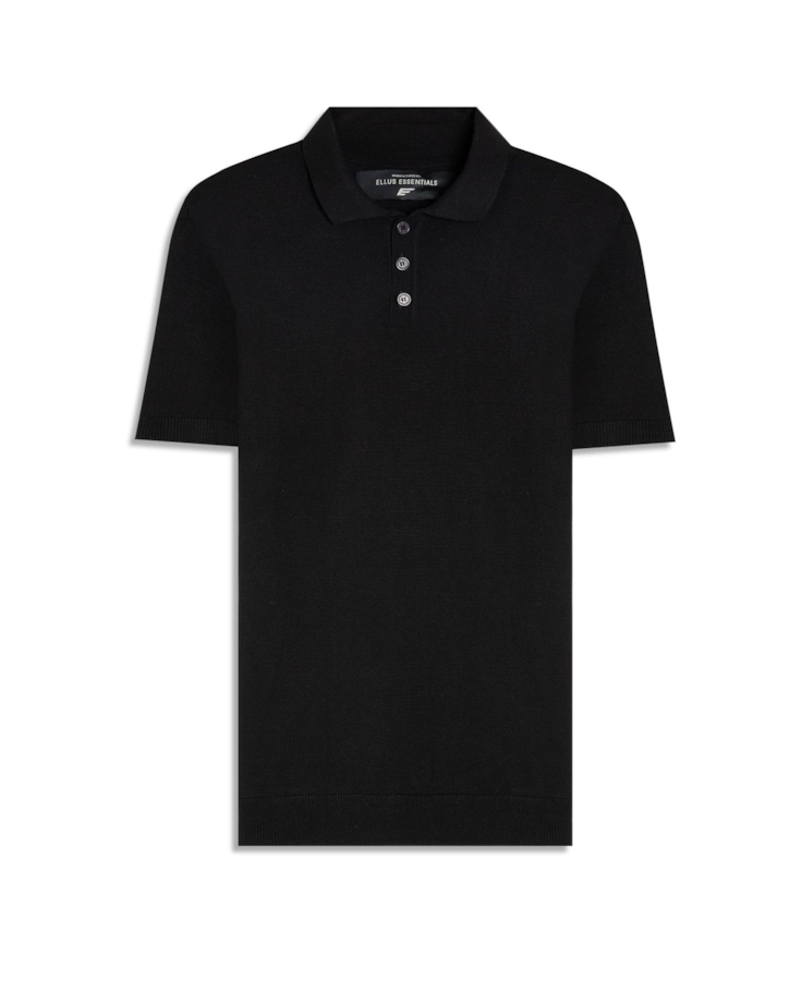 Polo Tricot Visco Blend Polo Button Jersey Mc Preto