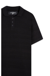 Polo Tricot  Visco Blend Texture Preto