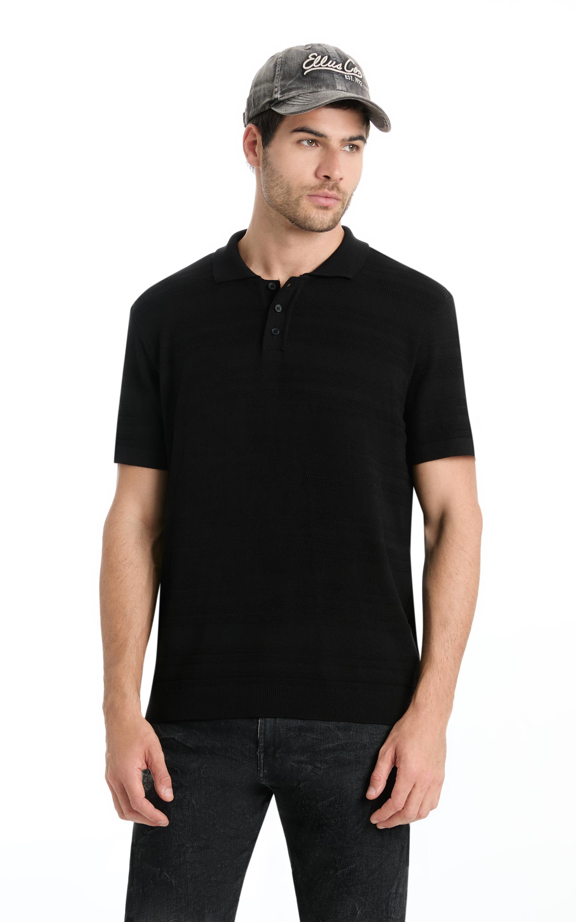 Polo Tricot Visco Blend Texture Preto