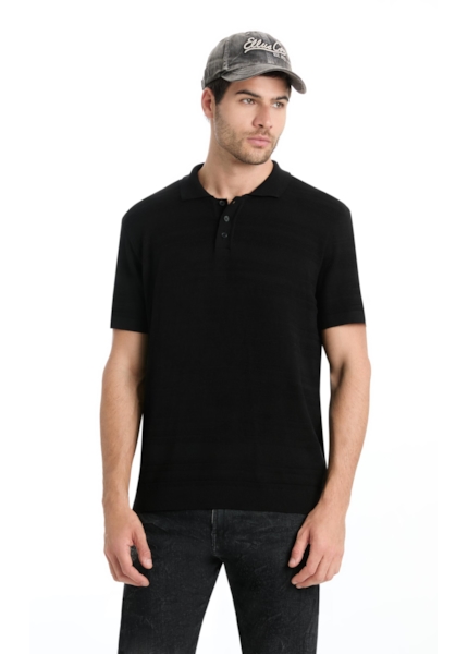 Polo Tricot  Visco Blend Texture Preto