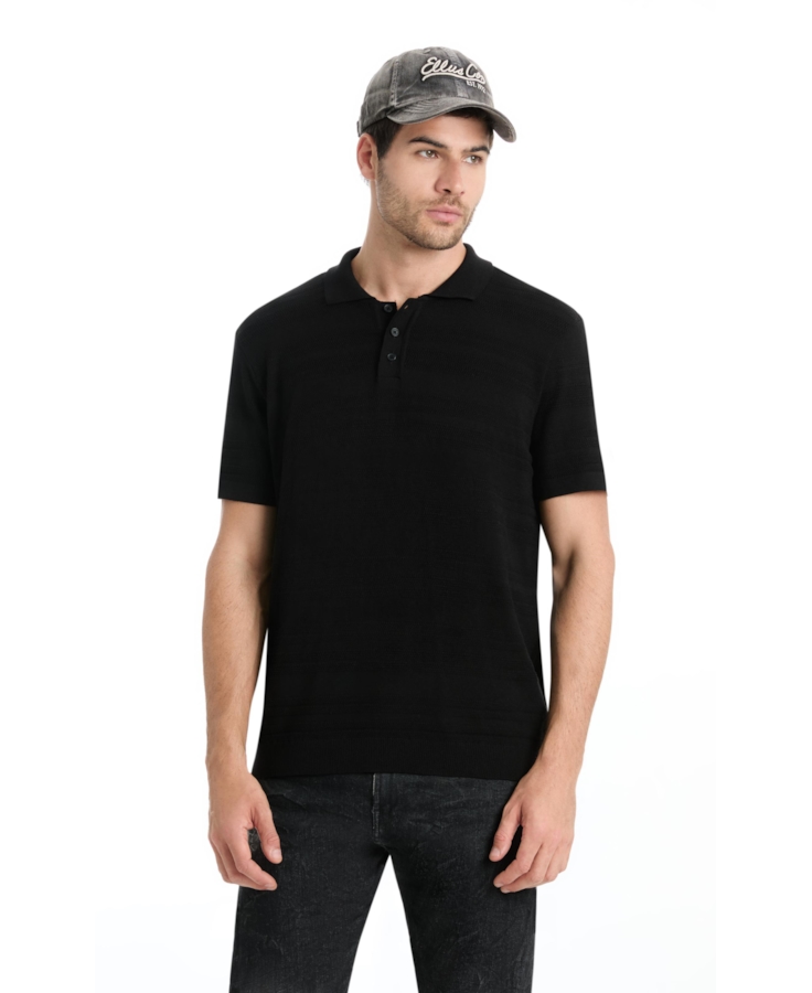Polo Tricot  Visco Blend Texture Preto