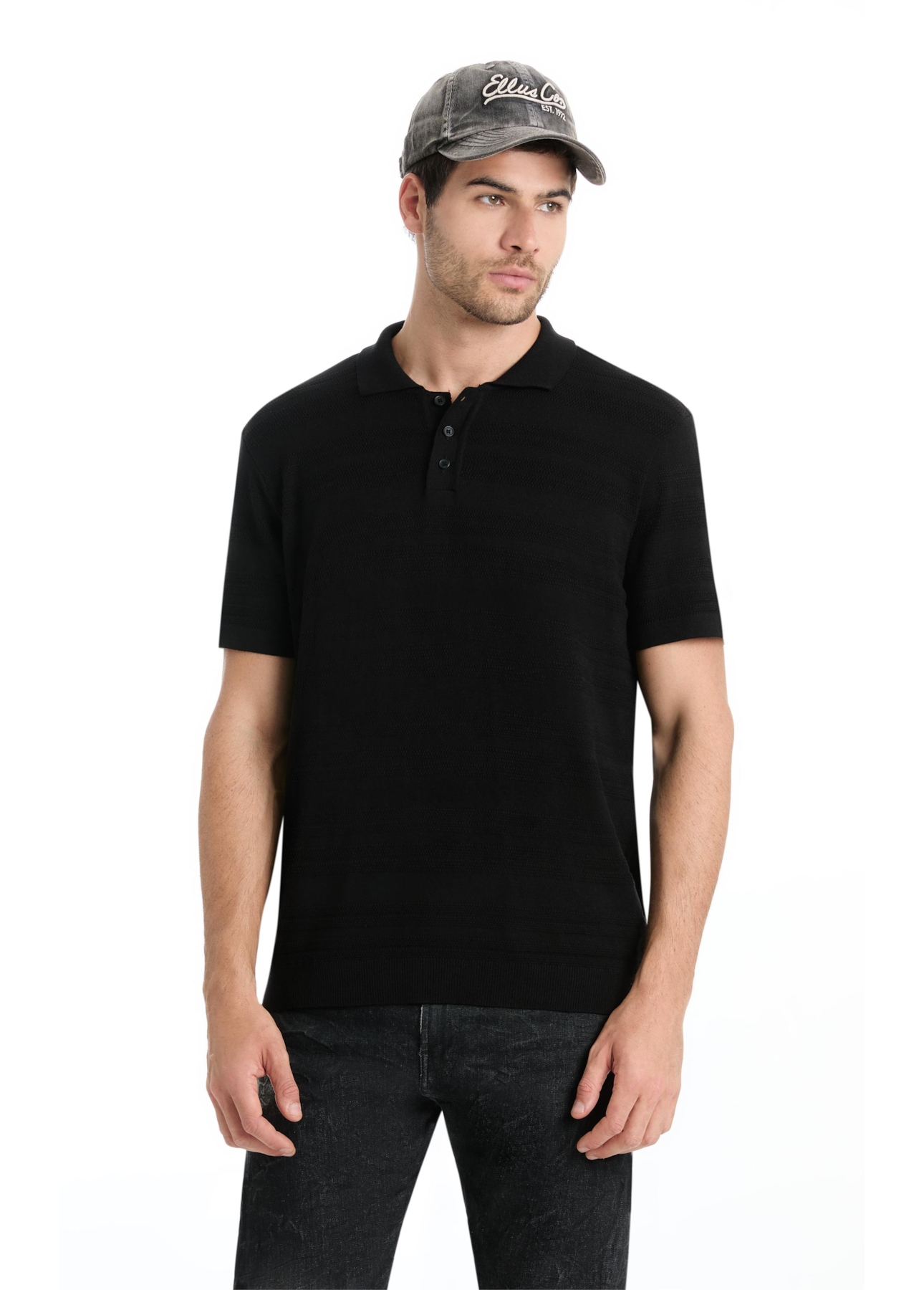 Polo Tricot  Visco Blend Texture Preto
