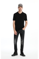 Polo Tricot  Visco Blend Texture Preto