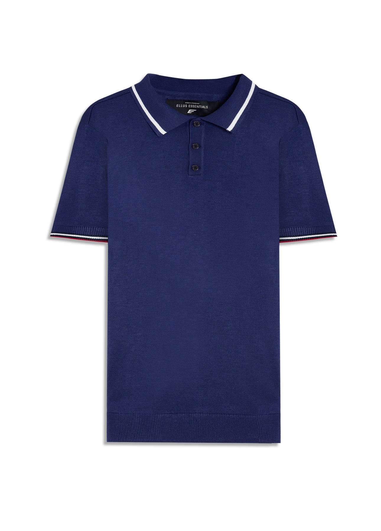 Polo Tricot Visco Mescla Jersey Piping Azul Bic