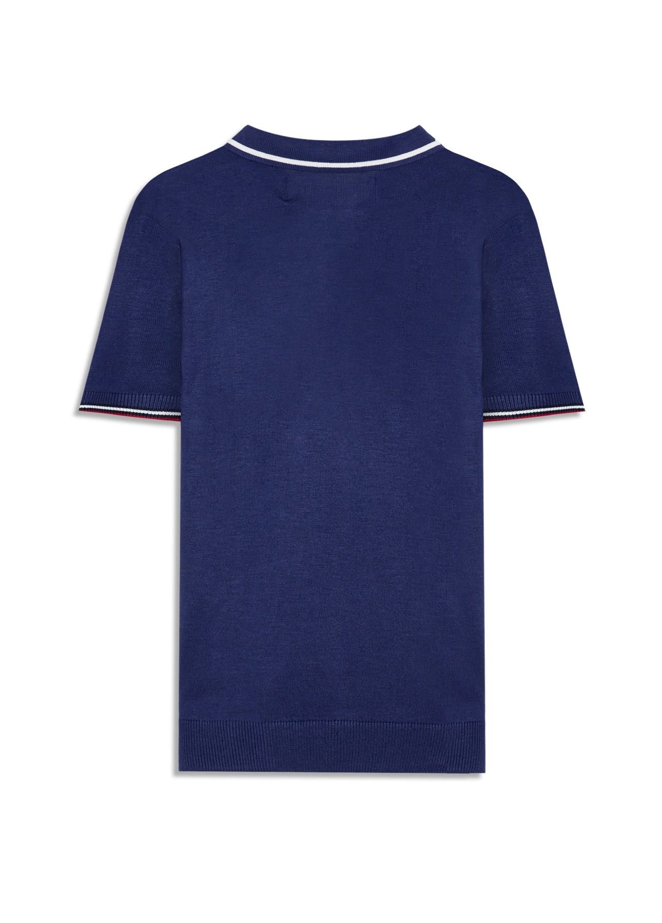 Polo Tricot Visco Mescla Jersey Piping Azul Bic