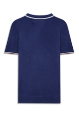 Polo Tricot Visco Mescla Jersey Piping Azul Bic