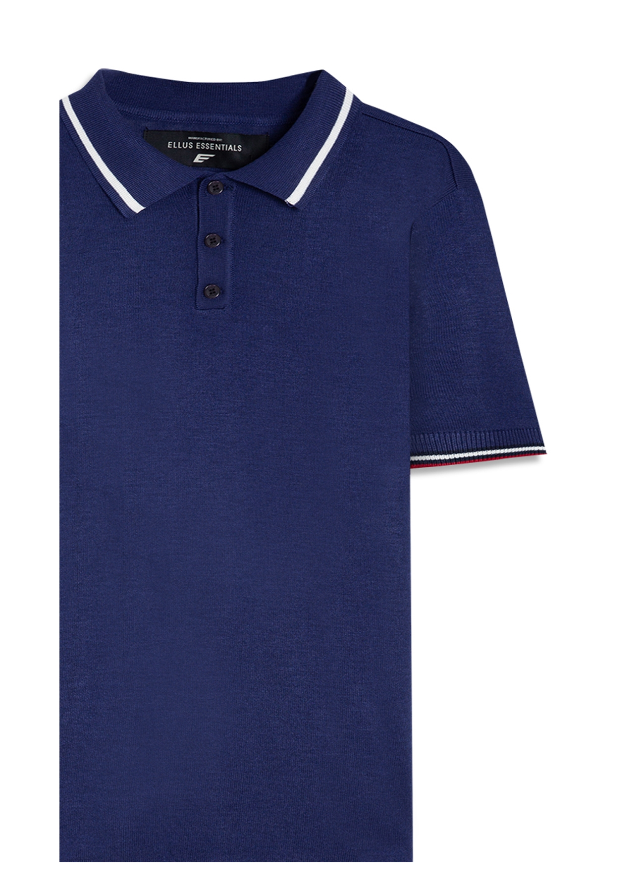 Polo Tricot Visco Mescla Jersey Piping Azul Bic